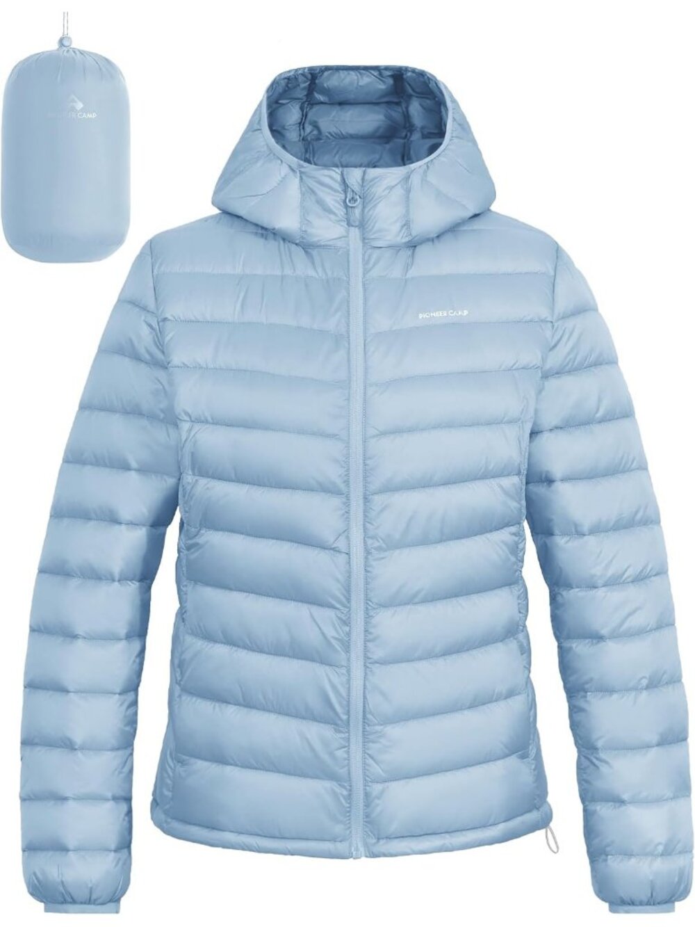 Women's Ice Blue Packable Puffer Jacket Winter Lightweight Quilted Coat